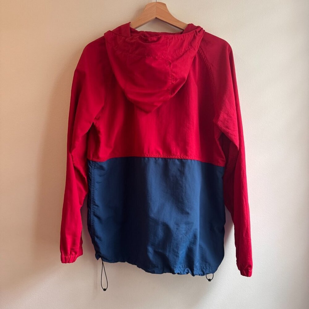 LL Bean Mountain Classic Anorak Jacket Mens S Colorblock Red Blue Hooded Hiking - Picture 2 of 8